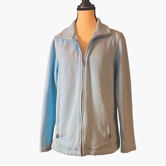 $10$ add on Lady Hathaway light blue cotton blend zip front jacket with pockets - Picture 2 of 13